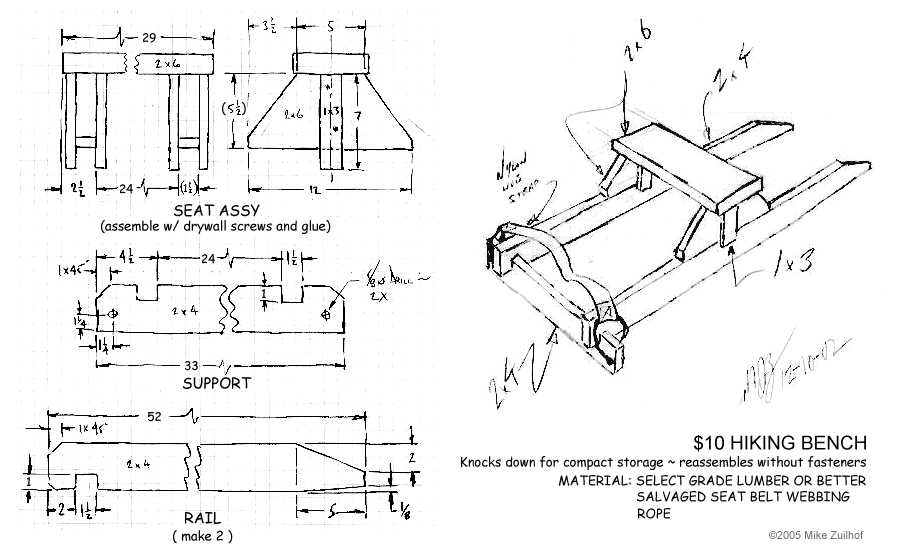 [Drawing of $10 Hiking Bench]